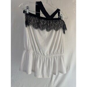 Have Tube Top Large Black Lace USA 2000s Y2K With Bow on Front